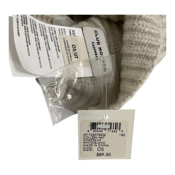Club Monaco White 100% Cashmere Beanie Soft Luxury Womens NWT - Picture 5 of 6
